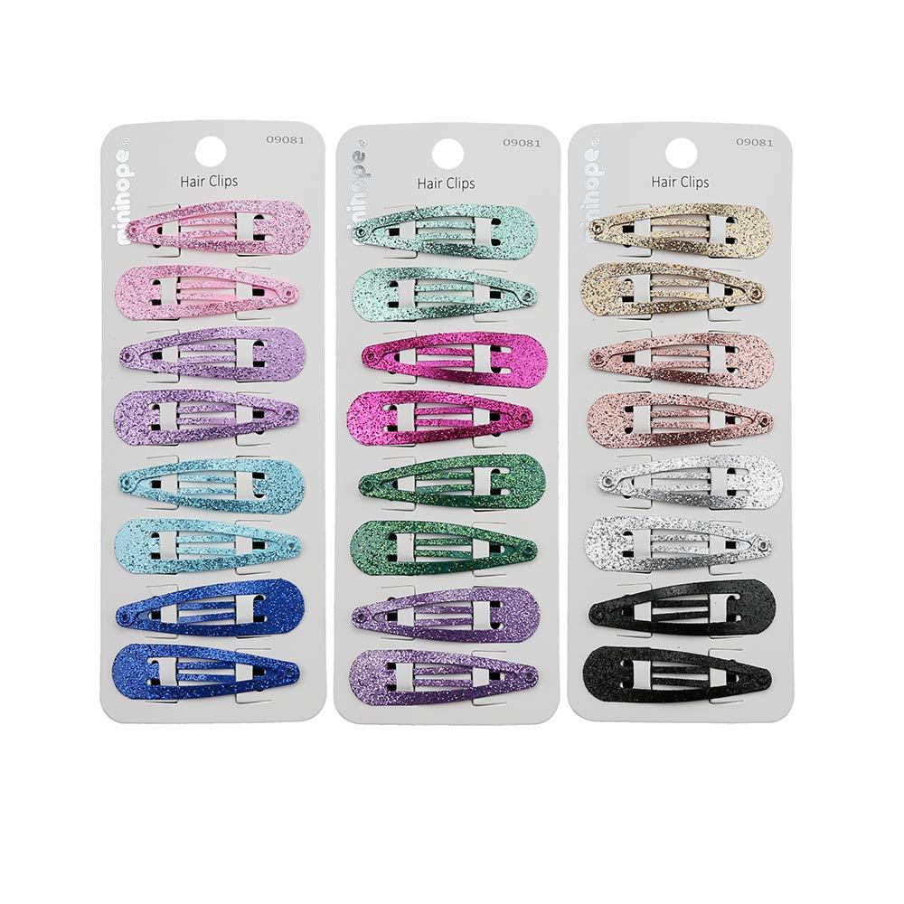 minihope snap hair clips for women  snap clips for grils Surface metal flash powder 5cm 24 Count (Pack of 1)  Shiny