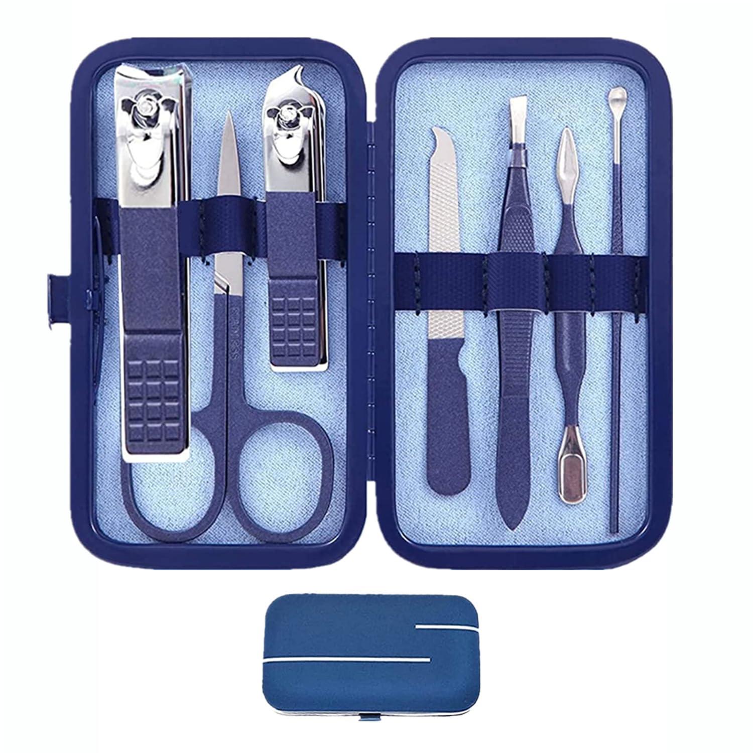 Manicure set Men women women nail clippers set permanent nail clipper kit personal care tools with portable case pedicure tools men grooming kit for husband women friend blue